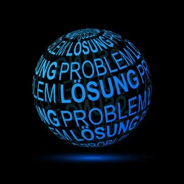 3D rendering of the globe with PROBLEM and SOLUTION words on black background Stock Illustration