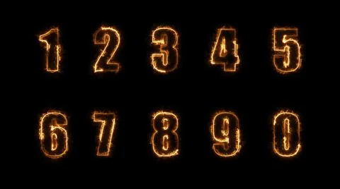 3D rendering glow of contours of numbers on a black background. Neon design e Stock Illustration