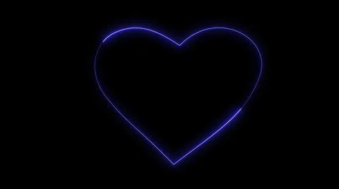 3D rendering glow effects of the contour of the heart on a black background.  Stock Illustration