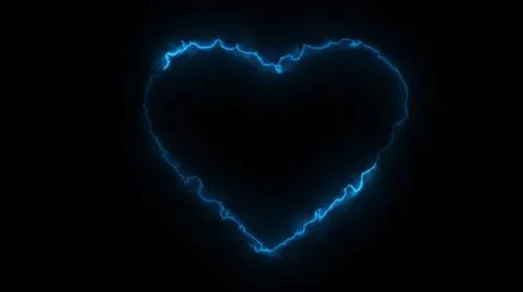 3D rendering glow effects of the contour of the heart on a black background.  스톡 일러스트