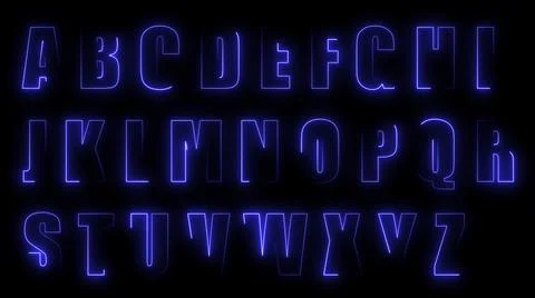 3D rendering glow effects of the contours of the uppercase letters of the Eng Stockillustratie