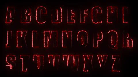 3D rendering glow effects of the contours of the uppercase letters of the Eng Stockillustratie