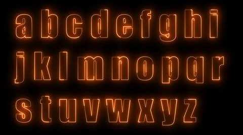 3D rendering glow effects of the contours of the lowercase letters of the Eng Stockillustratie