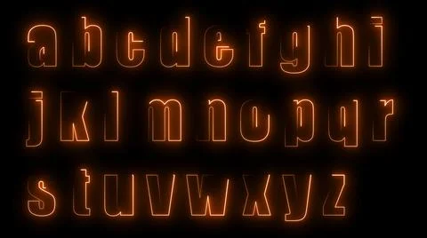3D rendering glow effects of the contours of the lowercase letters of the Eng Stock Illustration