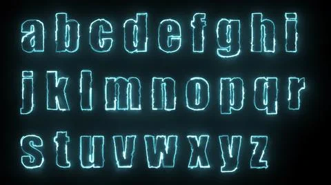 3D rendering glow effects of the contours of the lowercase letters of the Eng Stockillustratie
