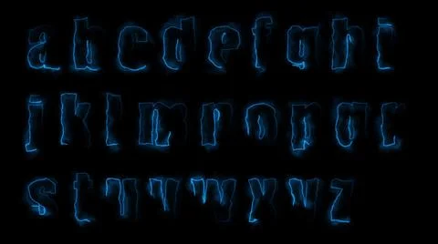 3D rendering glow effects of the contours of the lowercase letters of the Eng Stock Illustration
