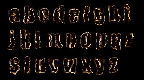 3D rendering glow effects of the contours of the lowercase letters of the Eng Stockillustratie