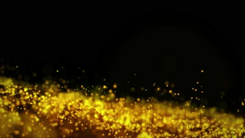3D rendering Glow golden particles on black background, Sci-fi background Video stock 201596967