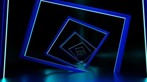 3d rendering, glow lines, tunnels, neon lights, virtual reality Abstract Stock Illustration