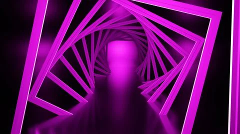3d rendering, glow lines, tunnels, neon lights, virtual reality Abstract Stock Illustration
