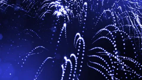 3d rendering of glow particles that fly in air as science fiction of microcosm Stock Illustration