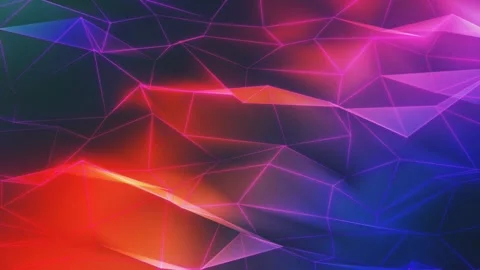 A 3D rendering of a glowing colorful wave with a plexus structure Stock Footage 284671760