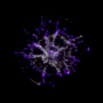 3d rendering. Glowing fluid particles dynamic flow. Futuristic fluid design. Stock Illustration