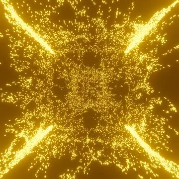 3d rendering. Glowing fluid particles dynamic flow. Futuristic fluid design. Stock Illustration