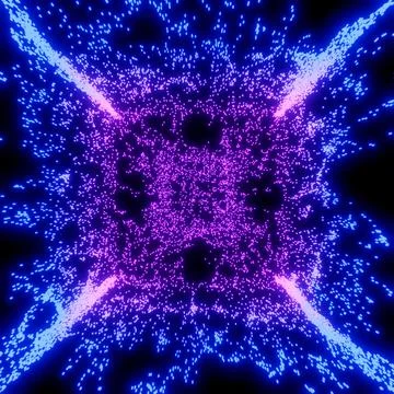 3d rendering. Glowing fluid particles dynamic flow. Futuristic fluid design. Stock Illustration