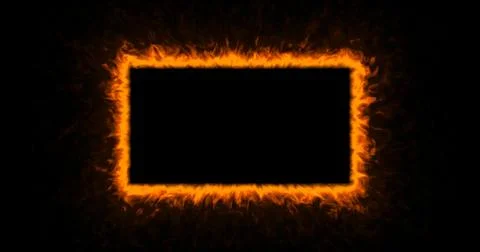 3d rendering. Glowing light effect. Abstract rectangular fire frame. Energy n イラスト素材