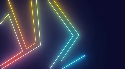 3D rendering of glowing lines on a black background Ilustración de archivo