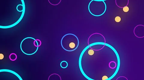 3D rendering of glowing multi-colored circles in space located at different d Illustrazione stock