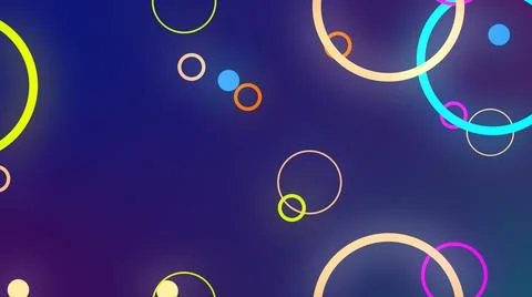 3D rendering of glowing multi-colored circles in space located at different d Stock Illustration