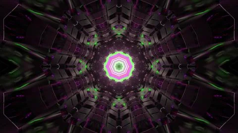 3D rendering of a glowing neon explosion pattern with a vibrant pink center イラスト素材