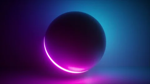 3d rendering, glowing neon light sphere, laser show, blank space, disco ball, 動画素材 99345912