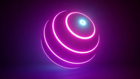 3d rendering, glowing neon light sphere, laser show, hypnotic disco ball, eso Stock Footage 99345980