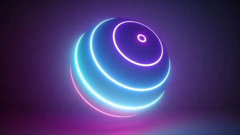 Neon sphere motion graphics with green s, Stock Video