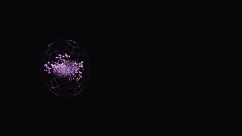 3D rendering of glowing particles in a wireframe sphere Stock Footage 346658049