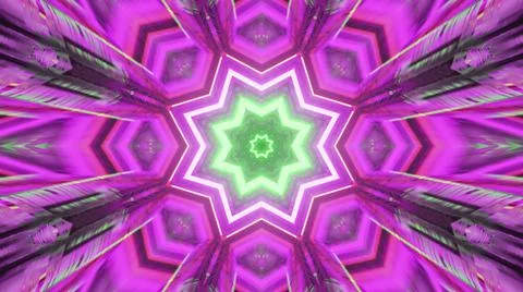 A 3D rendering of a glowing pink hypnotic pattern in a star shape with sharp  イラスト素材
