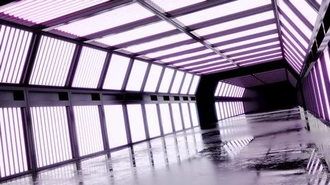 3D rendering of glowing room concept with empty room background, futuristic.. Stock Illustration