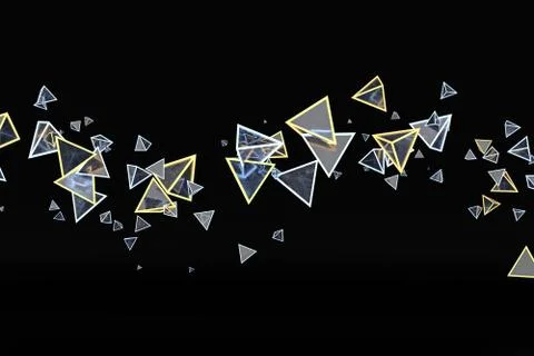 3d rendering, glowing triangle cube with dark background. Illustrazione stock