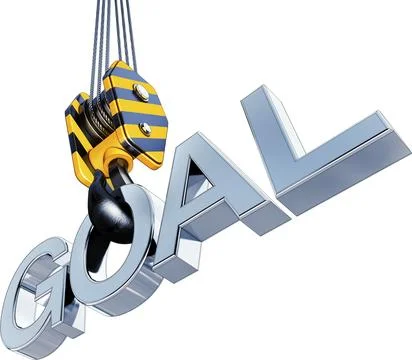 3D rendering of a goal icon on a crane Ilustración de archivo