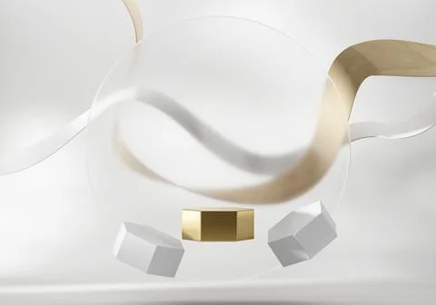 3D rendering gold abstract platform podium product presentation backdrop Stock Illustration