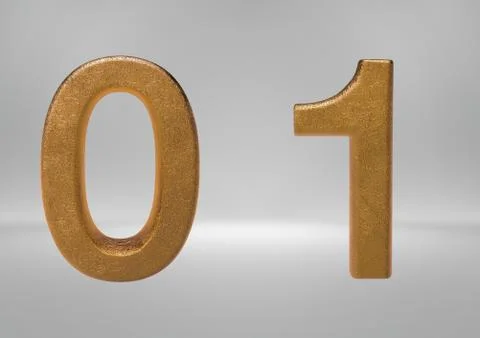 3D Rendering of Gold Alphabet (Letters and Numbers) Ilustração Stock