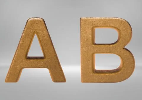 3D Rendering of Gold Alphabet (Letters and Numbers) Stock Illustration