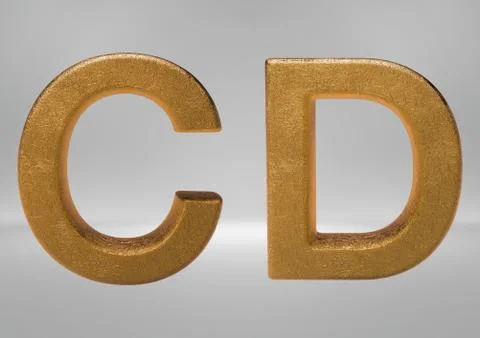 3D Rendering of Gold Alphabet (Letters and Numbers) Stock Illustration