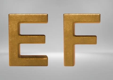 3D Rendering of Gold Alphabet (Letters and Numbers) Ilustração Stock