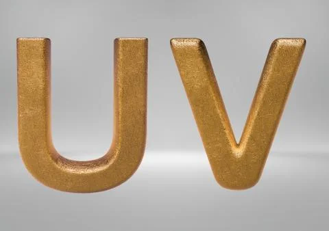 3D Rendering of Gold Alphabet (Letters and Numbers) Stock Illustration