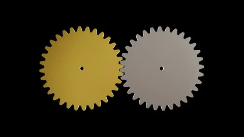 3D rendering of gold and silver gears rotating. Partnership concept loop. Stock Footage 340288892