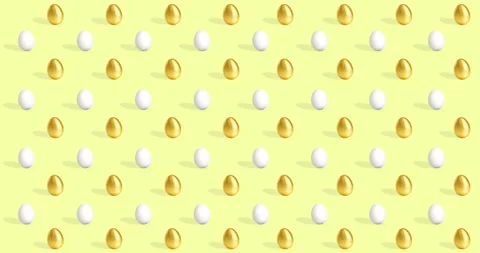  3D rendering Gold and white Ester eggs background Stock Footage 180176386