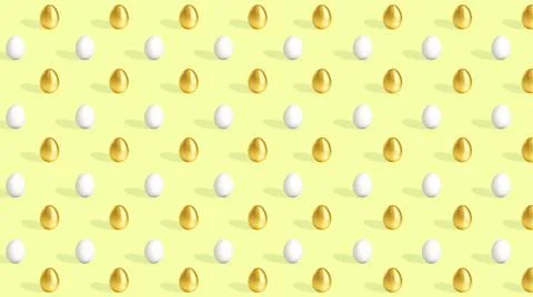  3D rendering Gold and white Ester eggs background Stock Illustration
