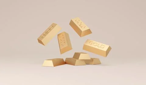 3D Rendering of gold bars on background concept of savings, investment, pro.. Stock Illustration