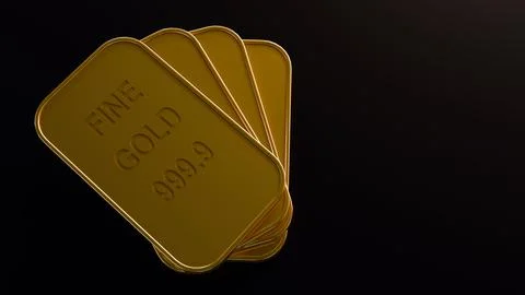 3D rendering of gold bars stamped "FINE GOLD 999.9" Stock Illustration
