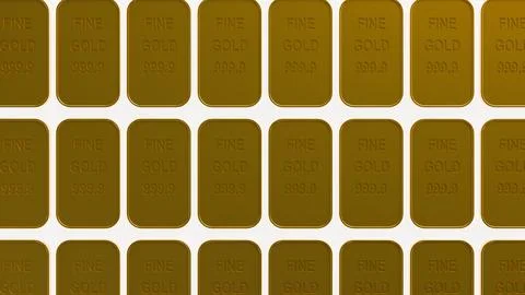 3D rendering of gold bars stamped "FINE GOLD 999.9" Stock Illustration