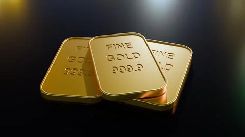 3D rendering of gold bars stamped "FINE GOLD 999.9" Stock Illustration