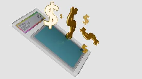 A 3D rendering of gold dollar sign and sealed graded trading card slabs Stock Illustration