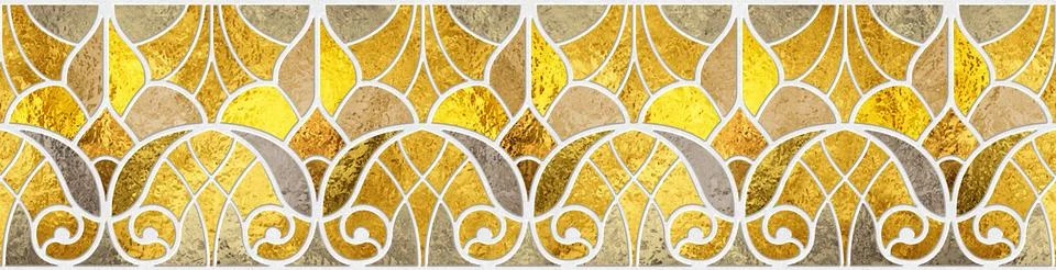 3D rendering gold seamless pattern for ceramic tiles for 3D project. Stock Illustration