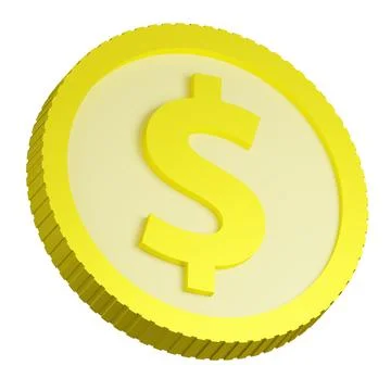 3D rendering of gold US coin with sign of American dollar. Symbol of Succes.. Stock Illustration