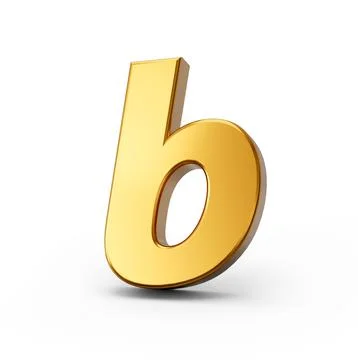 3D rendering of a golden alphabet b on a white isolated background Illustrazione stock