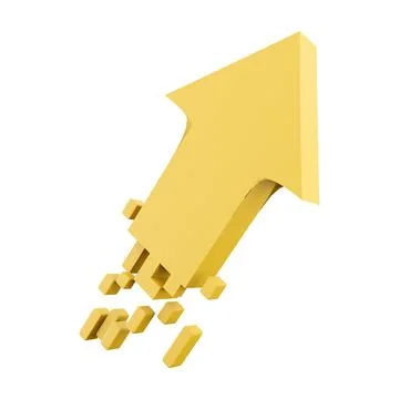 3d rendering golden arrow rises up icon. 3d render yellow arrow grow up icon Stockillustratie